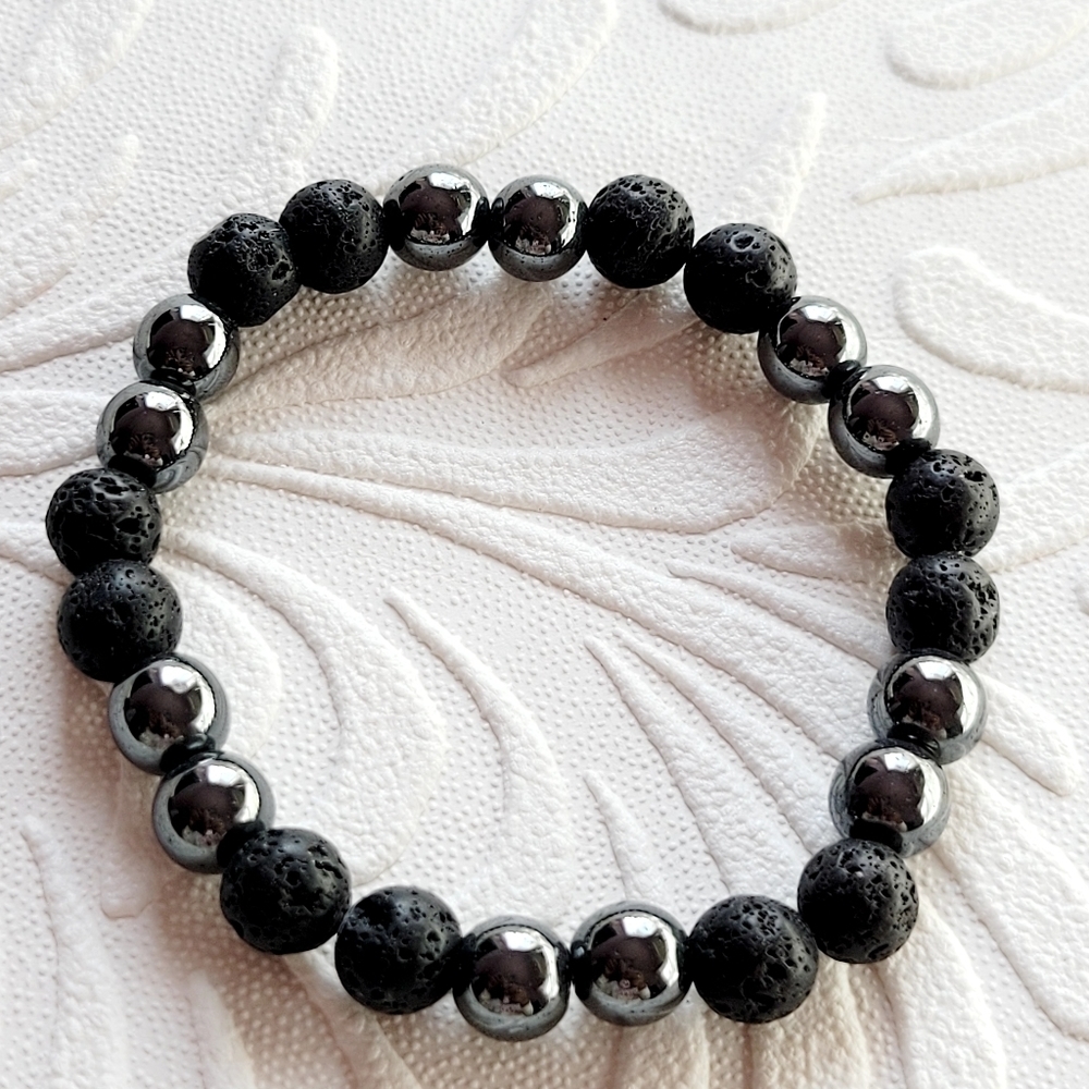 Lava Stone Hematite Bracelet style 3 of 9 designs Unisex  Bundle 3 for $25